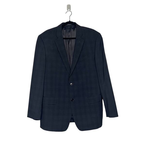 John Varvatos Plaid Wool Blazer Men's Black Size 42R - Picture 1 of 4